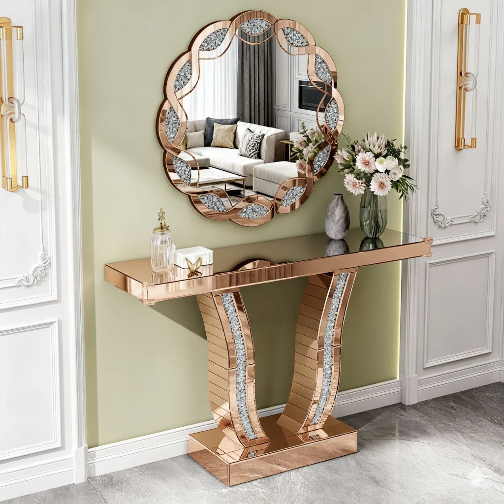 Monte Carlo Mirrored Console Table And Wall Mirror Set