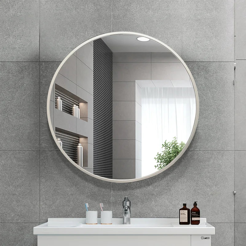 Wood Round Wall Mirror