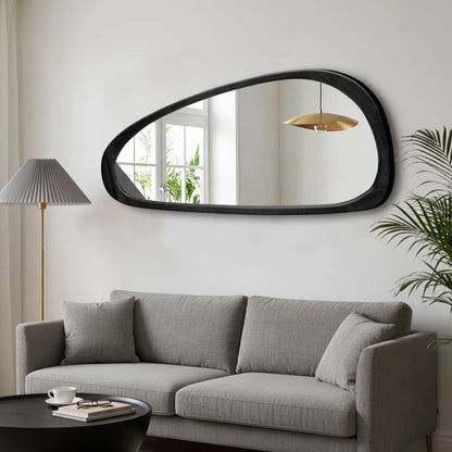 Asymmetrical Wood Framed Accent Wall Mirror