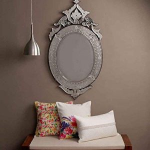Wall Mounted Venetian Oval Glass Crown Mirror