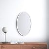White Wood Frame Oval Shape Wall Mirror